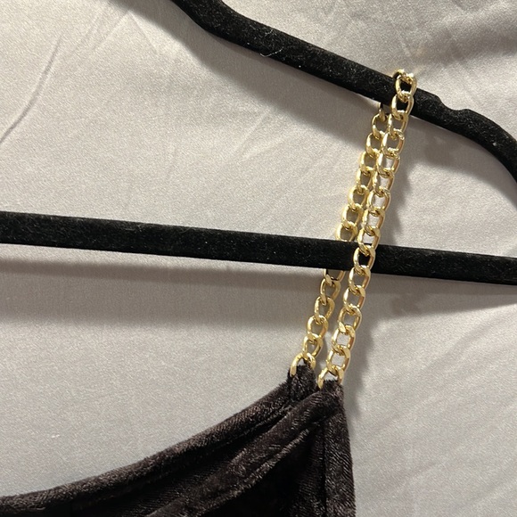 Chain-strap little black velvet(ish) dress. - Picture 4 of 4